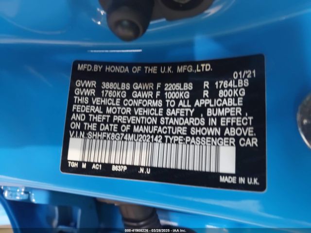 SHHFK8G74MU202142 Honda Civic Type R Touring