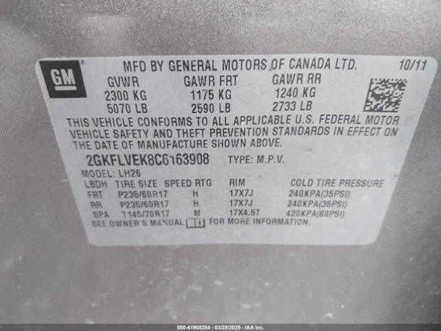 2012 GMC TERRAIN 2GKFLVEK8C6163908 Photo 8