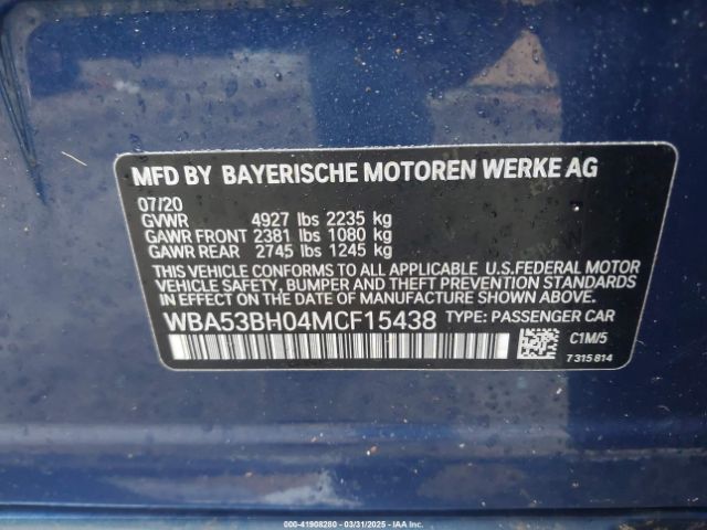 WBA53BH04MCF15438 BMW 530I