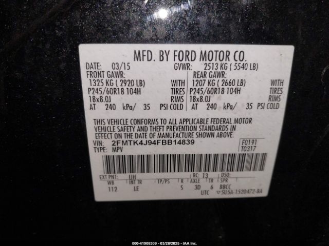 2FMTK4J94FBB14839 Ford EDGE SEL