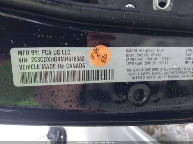 2C3CDXHG4MH616382 Dodge Charger Gt Rwd