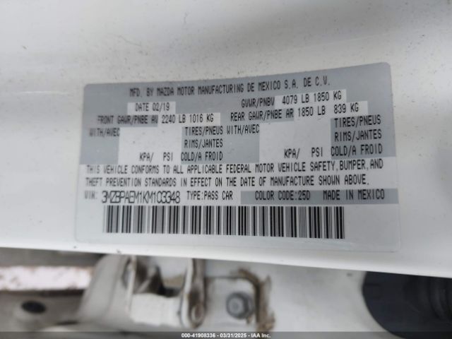 3MZBPAEM1KM103348 Mazda Mazda3 Premium Package