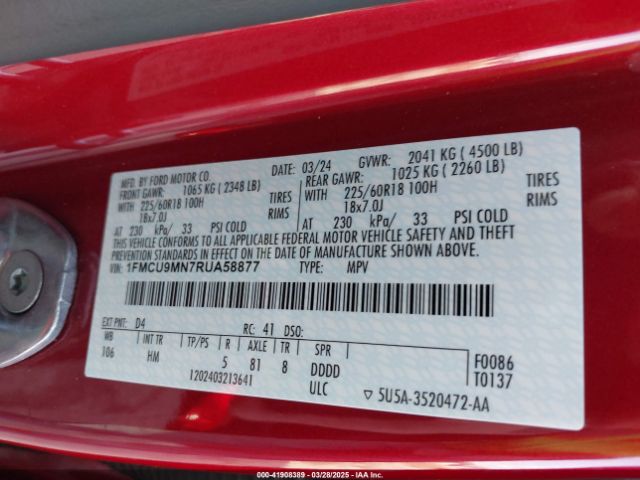 1FMCU9MN7RUA58877 Ford Escape St-line