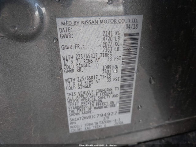 5N1AT2MV0JC794927 Nissan 2018