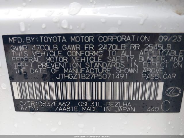 JTHGZ1B27P5071491 Lexus Is 350 F Sport