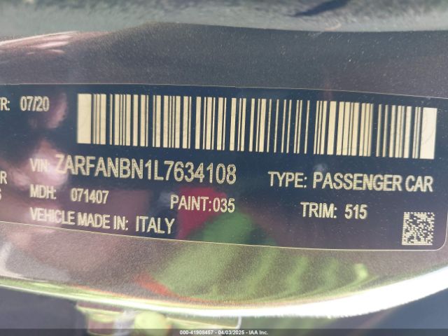 2020 ALFA ROMEO GIULIA ZARFANBN1L7634108 Photo 8