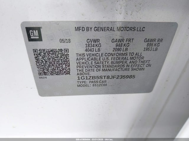1G1ZB5ST8JF235985 Chevrolet Malibu 1ls