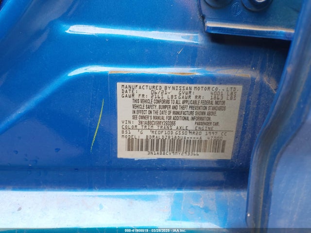 3N1AB8CV9MY293366 Nissan Sentra Sv Xtronic Cvt