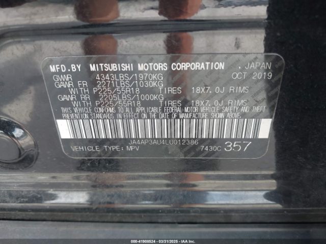 JA4AP3AU4LU012386 Mitsubishi Outlander Sport 2.0 Be/2.0 Es/2.0 Sp