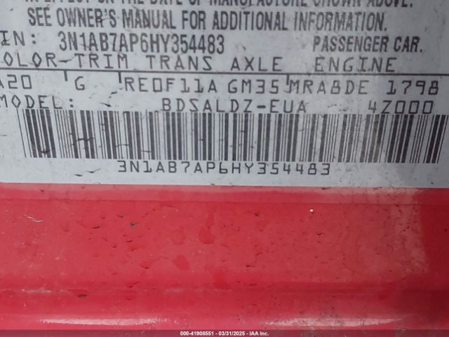 3N1AB7AP6HY354483 Nissan SENTRA SV