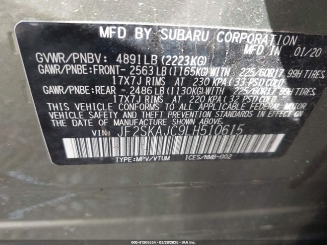 JF2SKAJC9LH510615 Subaru Forester Premium
