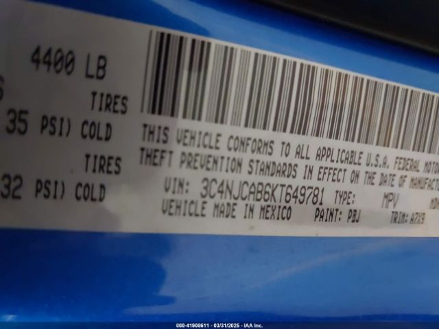 3C4NJCAB6KT649781 Jeep Compass Sport Fwd
