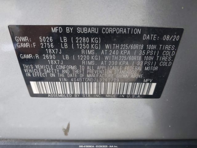 4S4BTGND7L3262729 Subaru Outback Limited Xt