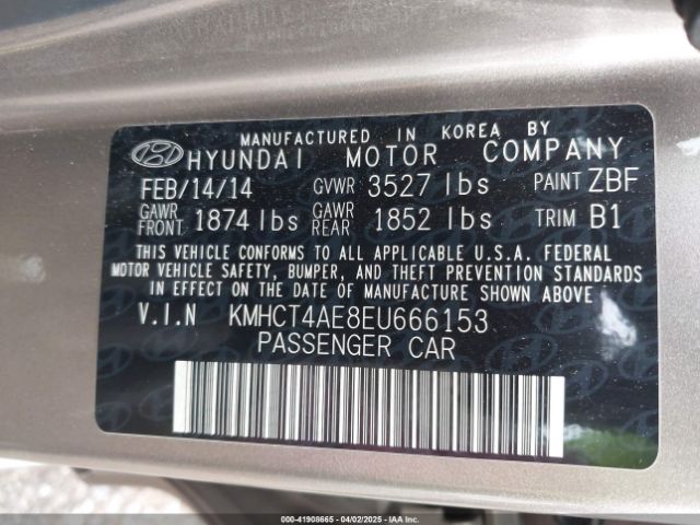 KMHCT4AE8EU666153 Hyundai ACCENT GLS