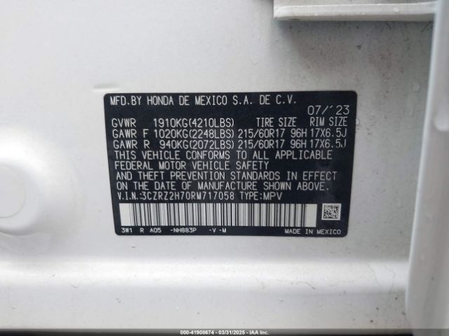 2024 HONDA HR-V 3CZRZ2H70RM717058 Photo 8