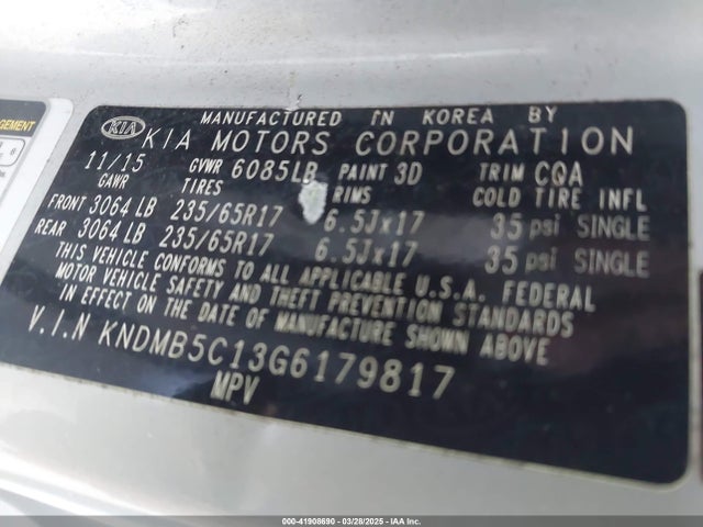 KNDMB5C13G6179817 KIA SEDONA LX