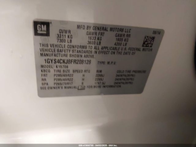 1GYS4CKJ8FR208128 Cadillac Escalade Premium