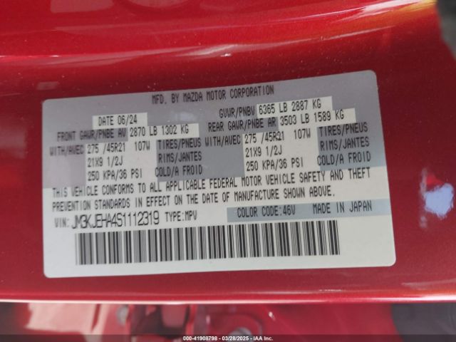 JM3KJEHA4S1112319 Mazda Cx-70 Phev Premium Plus Package
