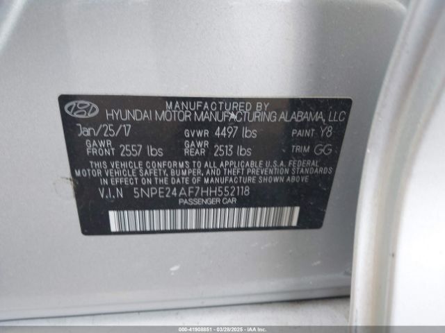 5NPE24AF7HH552118 Hyundai SONATA SE
