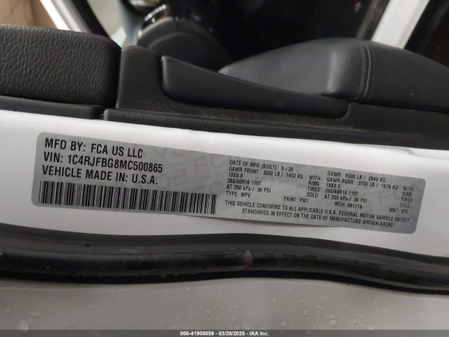 1C4RJFBG8MC500865 Jeep Grand Cherokee Limited 4x4
