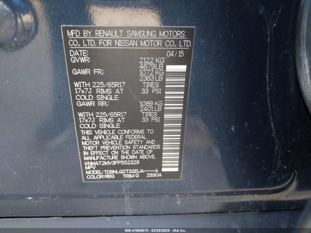 KNMAT2MV3FP552329 Nissan ROGUE SV