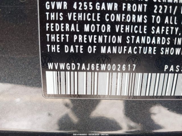 WVWGD7AJ6EW002617 Volkswagen Gti Driver's Edition/wolfsburg Edition