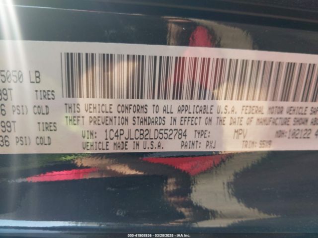 1C4PJLCB2LD552784 Jeep Cherokee Latitude Fwd