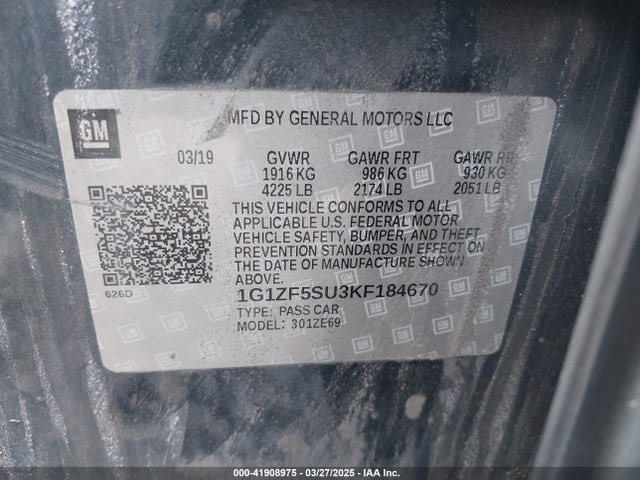 1G1ZF5SU3KF184670 Chevrolet MALIBU HYBRID