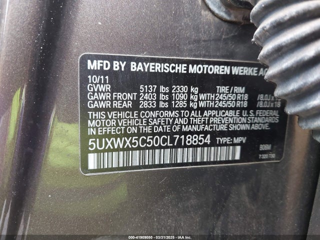Продажа на аукционе авто 2012 Bmw X3 Xdrive28i, vin: 5UXWX5C50CL718854, номер лота: 41909050