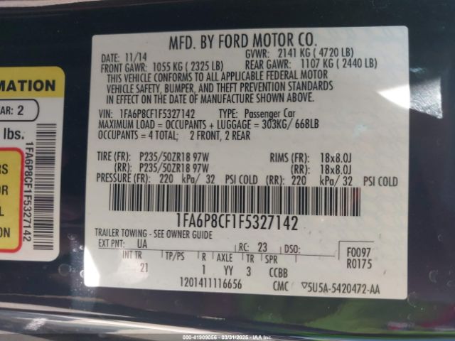 2015 FORD MUSTANG 1FA6P8CF1F5327142 Photo 8