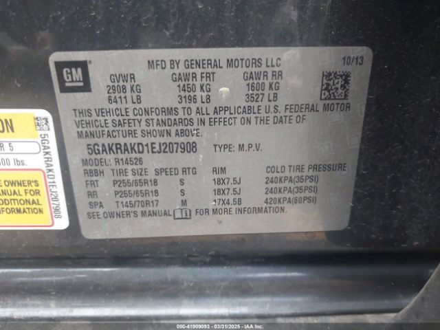 5GAKRAKD1EJ207908 Buick Enclave Convenience