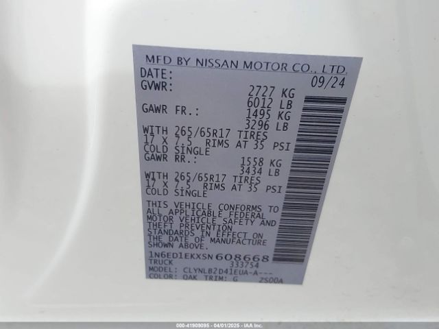 1N6ED1EKXSN608668 Nissan Frontier Sv 4x4