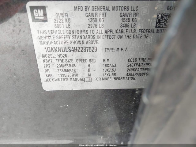 1GKKNULS4HZ287529 GMC Acadia Slt-1