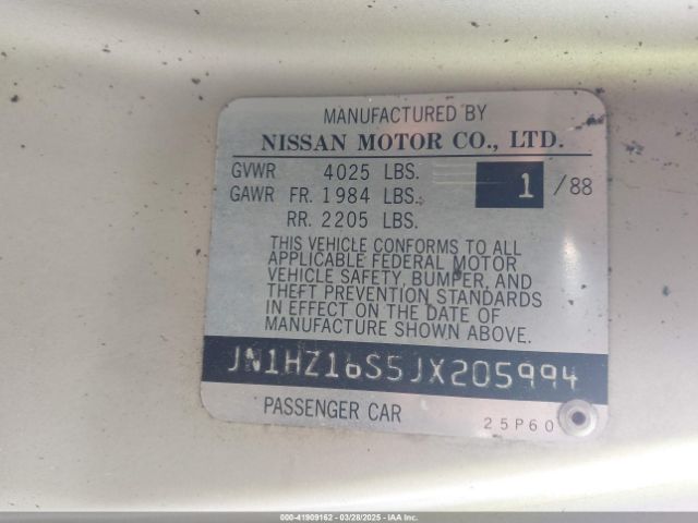 1988 NISSAN 300ZX JN1HZ16S5JX205994 Photo 8