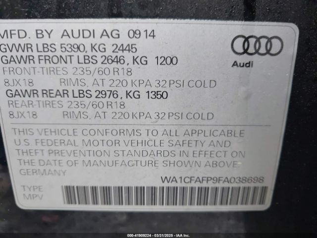 WA1CFAFP9FA038698 Audi Q5 2.0t Premium