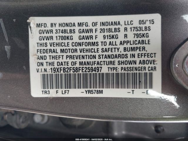 19XFB2F58FE259497 Honda Civic Lx