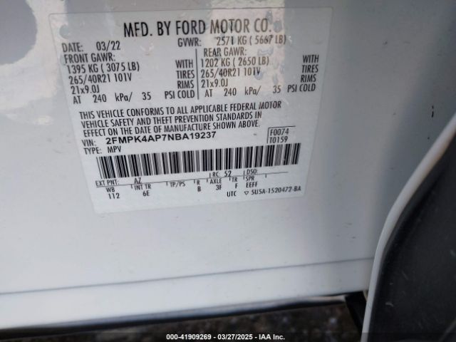 2FMPK4AP7NBA19237 Ford EDGE ST