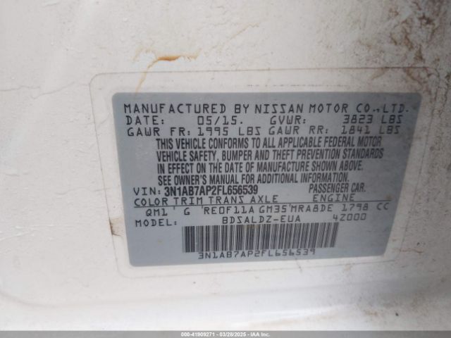 3N1AB7AP2FL656539 Nissan Sentra Fe+ S/s/sl/sr/sv