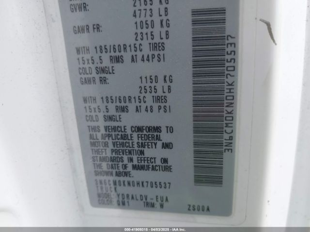3N6CM0KN0HK705537 Nissan Nv200 S
