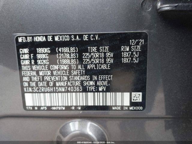 3CZRU6H15NM740363 Honda Hr-v Awd Sport
