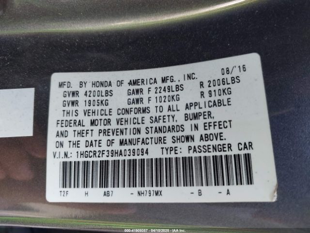 1HGCR2F39HA039094 Honda ACCORD LX