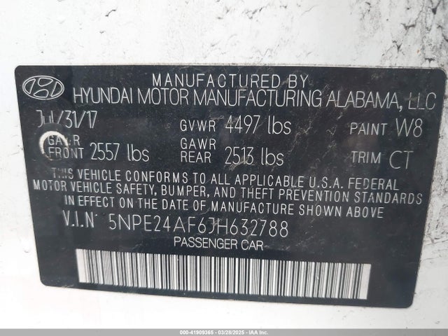 5NPE24AF6JH632788 Hyundai SONATA SE