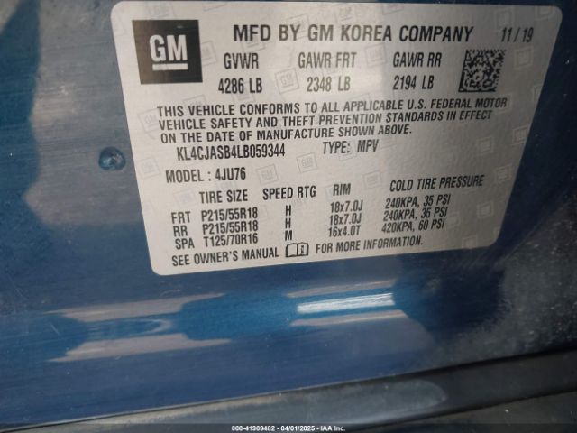 KL4CJASB4LB059344 Buick Encore Fwd Preferred