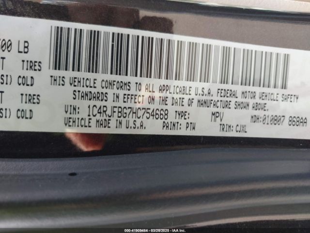 1C4RJFBG7HC754668 Jeep Grand Cherokee Limited 4x4
