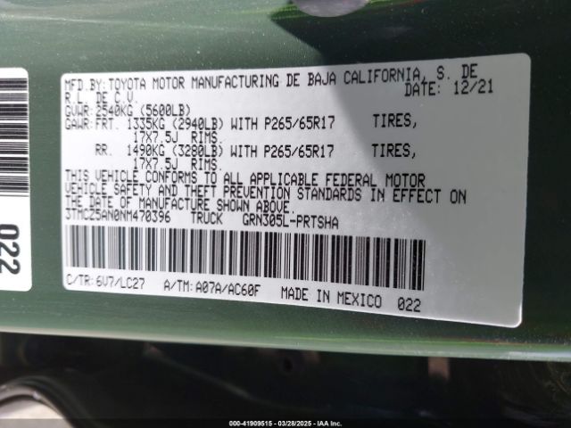 3TMCZ5AN0NM470396 Toyota Tacoma Trd Sport