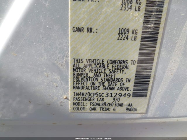 1N4BZ0CP5GC312949 Nissan Leaf