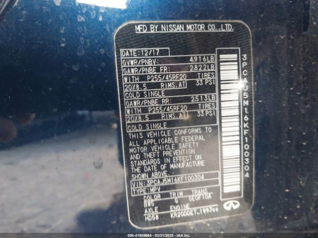 3PCAJ5M16KF100304 Infiniti Qx50 Essential