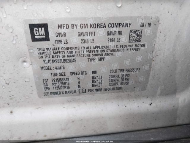 KL4CJASB8LB020045 Buick Encore Fwd Preferred