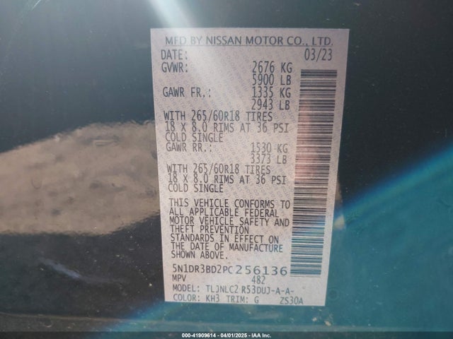 5N1DR3BD2PC256136 Nissan Pathfinder Rock Creek 4wd