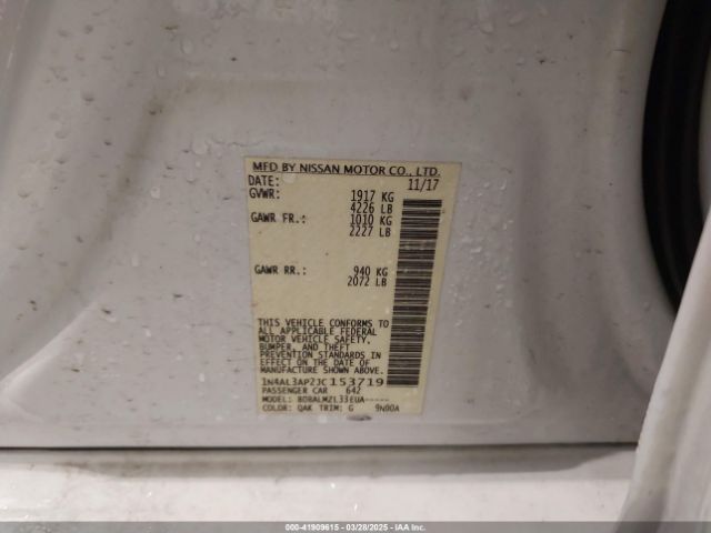 1N4AL3AP2JC153719 Nissan Altima 2.5 Sv